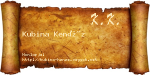 Kubina Kenéz névjegykártya